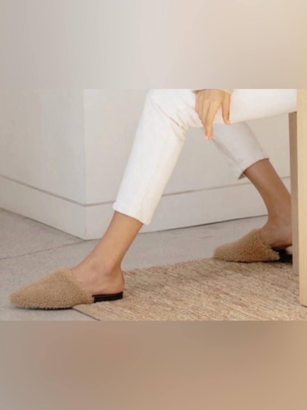Jenni Kayne Neutral Camel Shearling Mules - Size 38 US 7.5/8